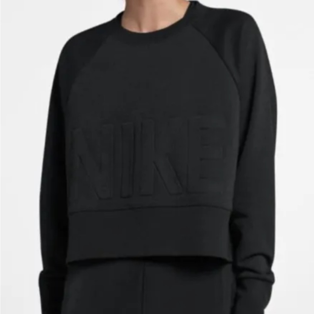 Nike Black Versa Crewneck Sweatshirt Oversized W/Side Slits Size Large